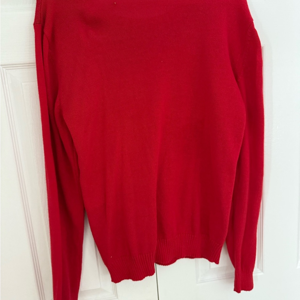 Well Worn Red Cowl Neck Sweater With Reindeer Design View 3